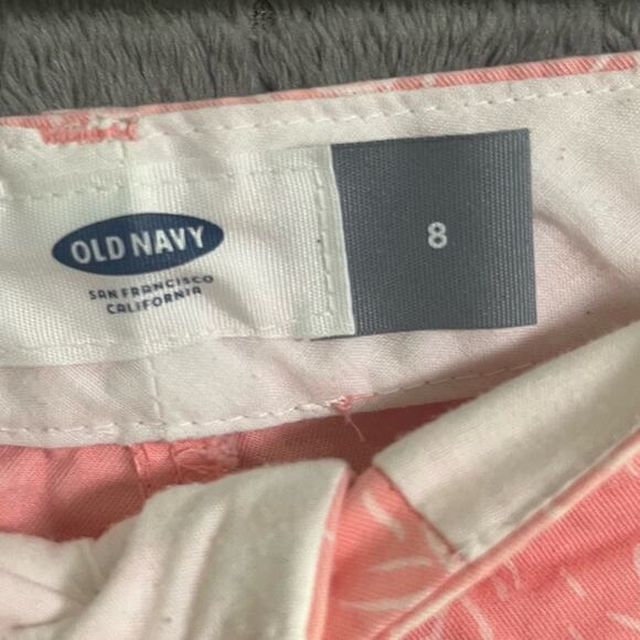 Old Navy Womens What A Dahlia Size 8 Pink & White Flat Front Shorts Summer Beach - Picture 6 of 8